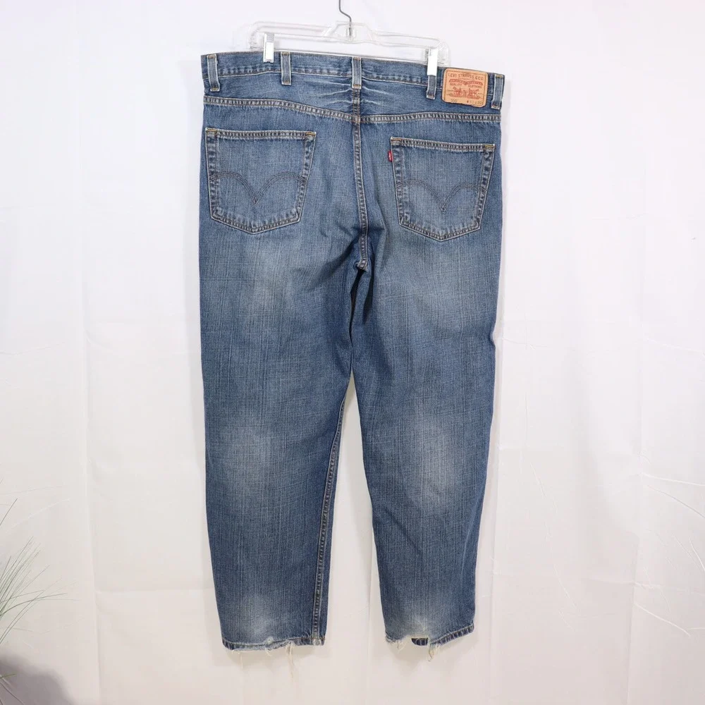 Levi's 550 Relaxed‎ Fit Jeans 42x30 Blue Mens Denim Distressed Workwear